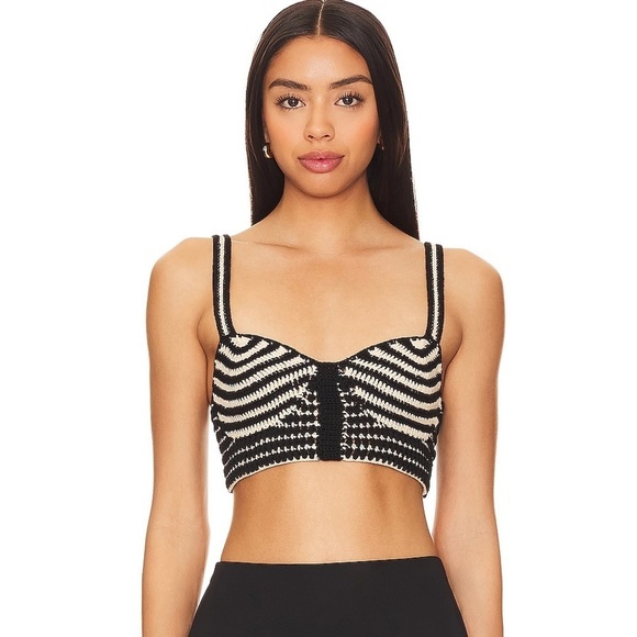 Lovers + Friends Tops - Lovers And Friends Tropica Knit Top in Black and Tan